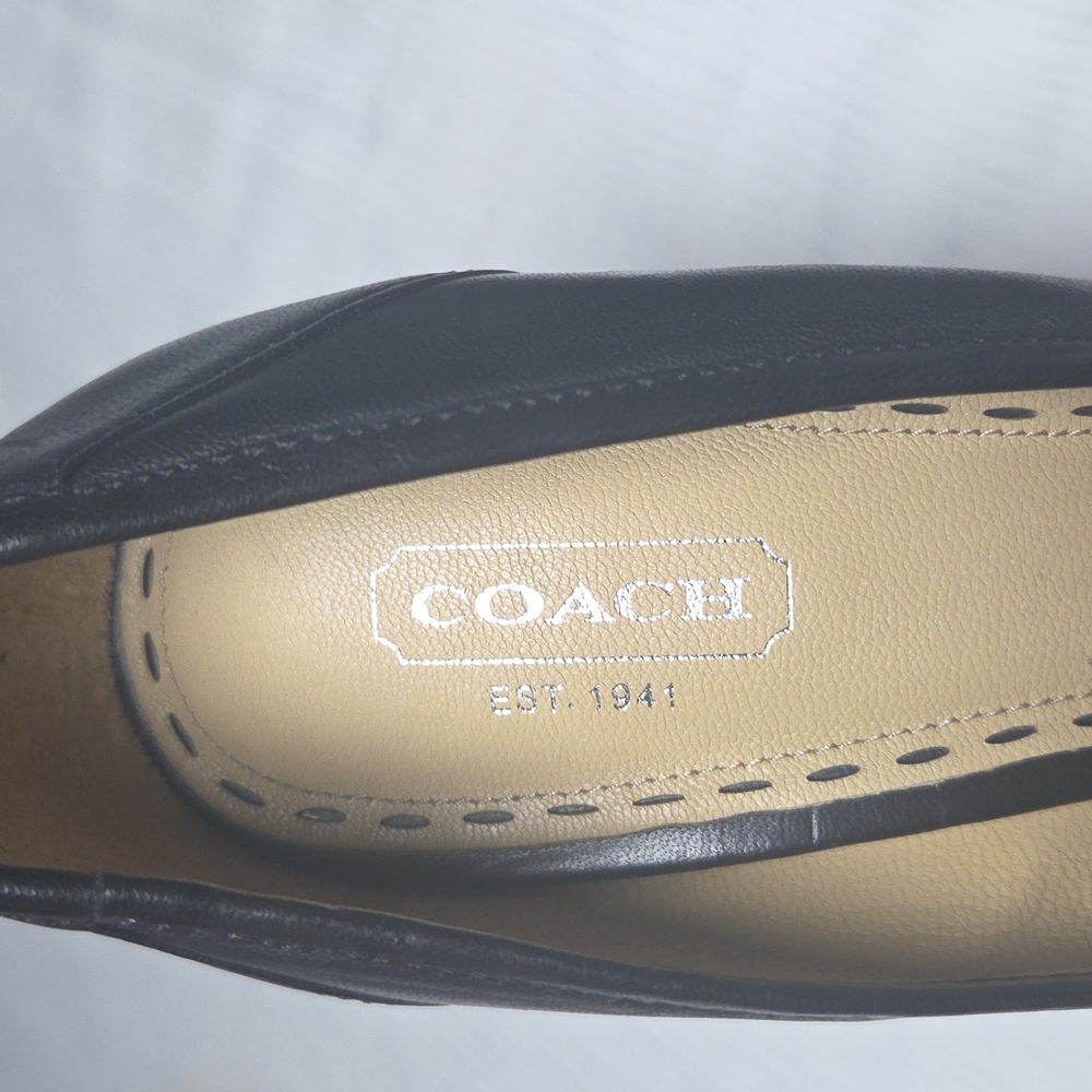Coach Black Leather Heels with Silver Accent,4inch Sz 8.5. - Picture 4 of 6
